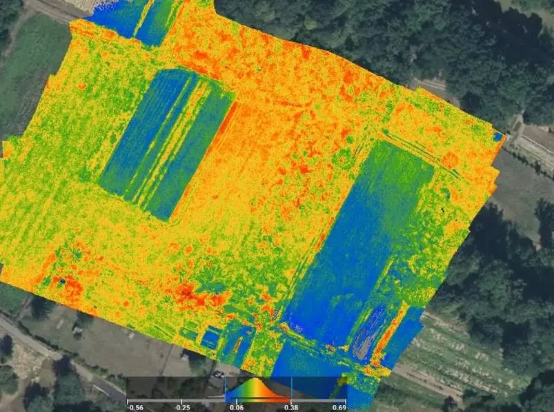 Vue multispectrale d'une parcelle acquise par drone